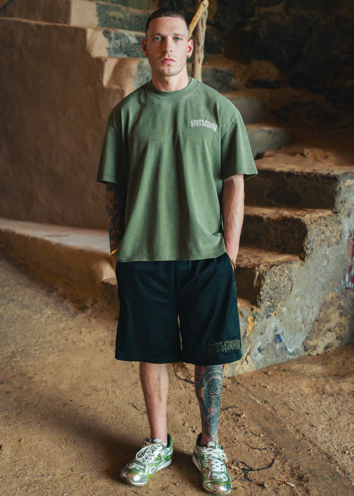 Last Lesson Script T Shirt Army Green