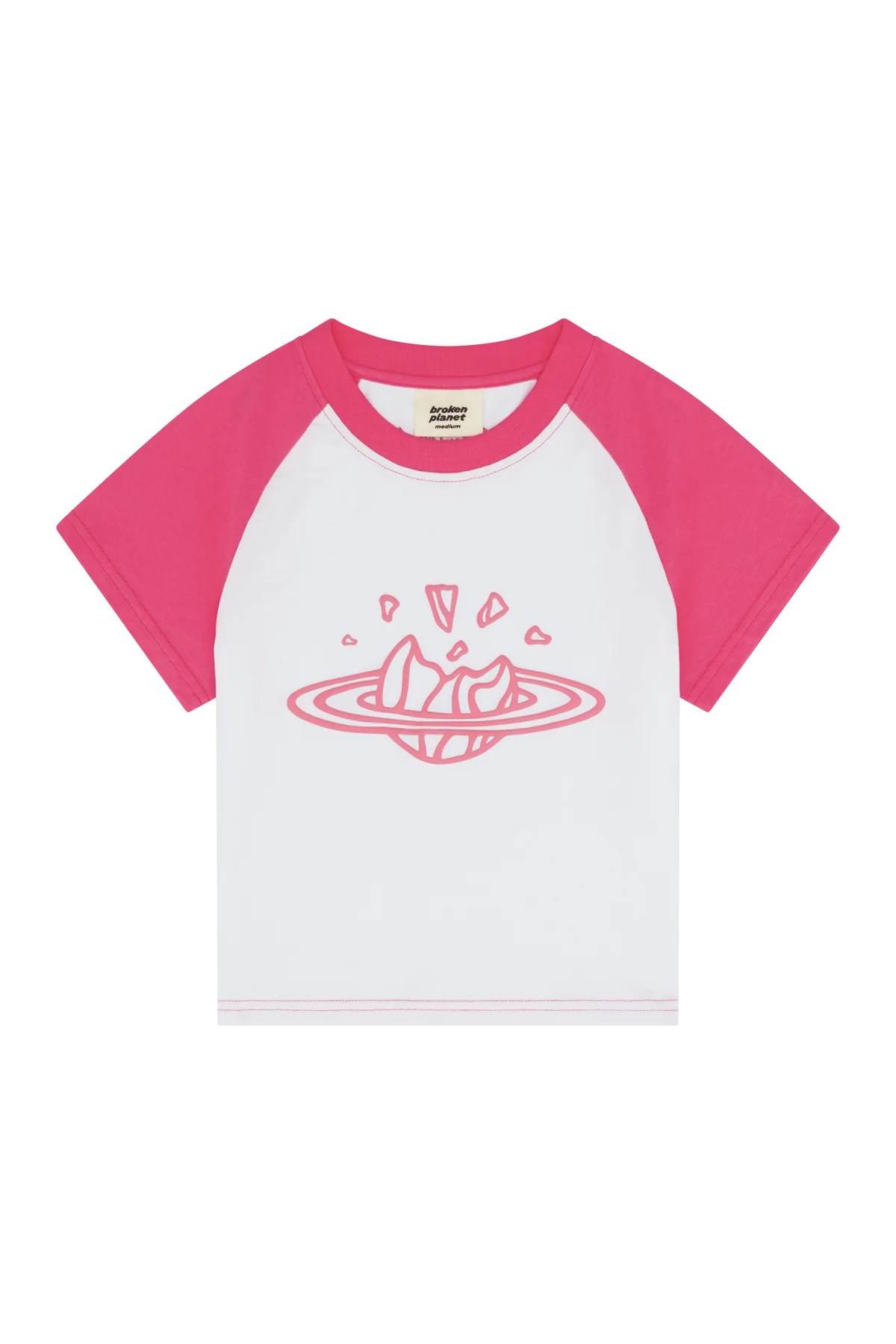 Broken Planet Market Baby Tee White & Pink