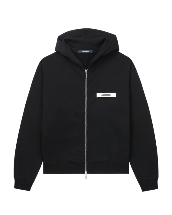 Jacquemus Zip Up Hoodie Gros Grain Black