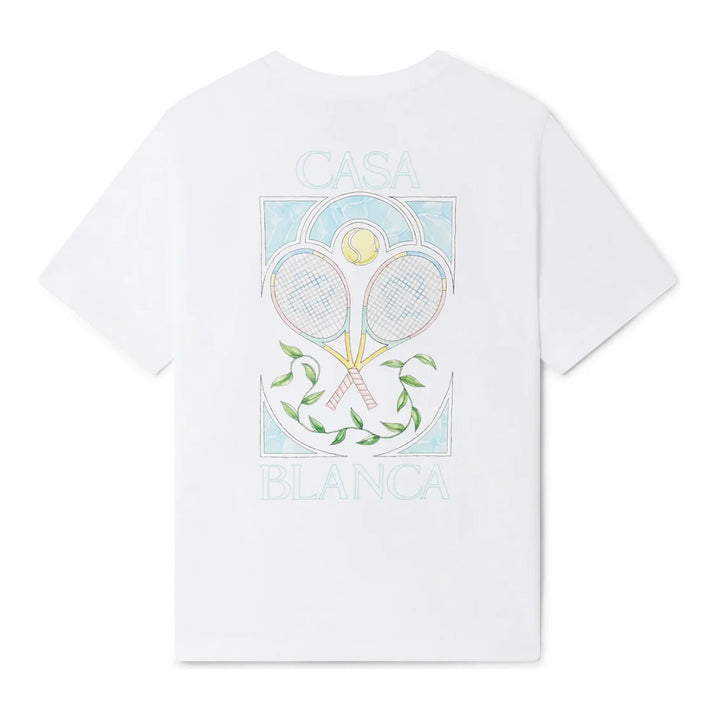 Casablanca T Shirt Tennis Pastelle White