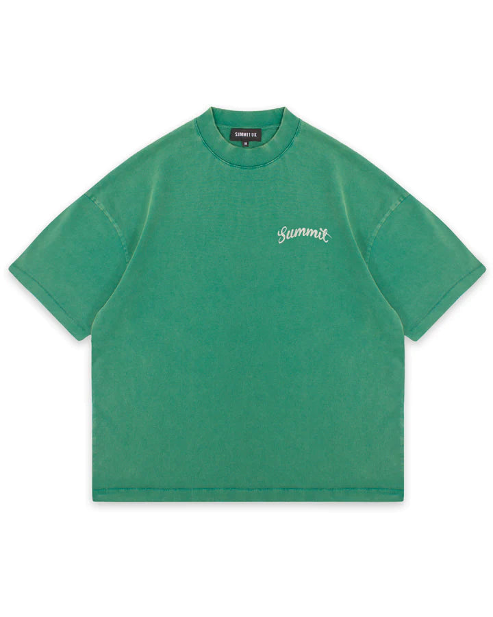 Summit T Shirt Chain Stitch Washed Green