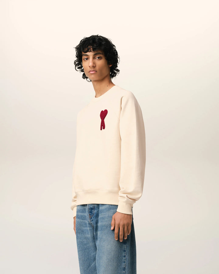 Ami Paris Sweatshirt De Coeur Patch Red Cream