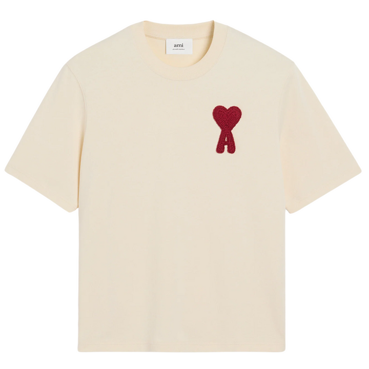 Ami Paris T Shirt Patch Cream Red