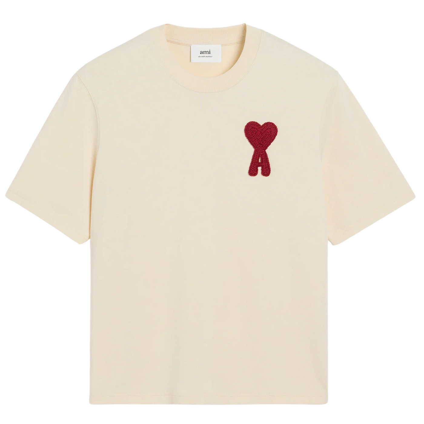 Ami Paris T Shirt Patch Cream Red