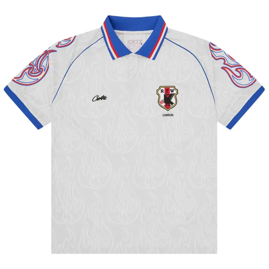 Corteiz T Shirt Football Jersey Flames White