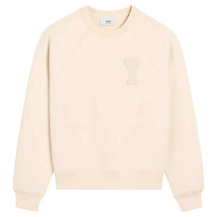 Ami Paris Sweatshirt De Coeur Patch White Cream