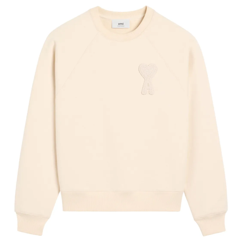 Ami Paris Sweatshirt De Coeur Patch White Cream