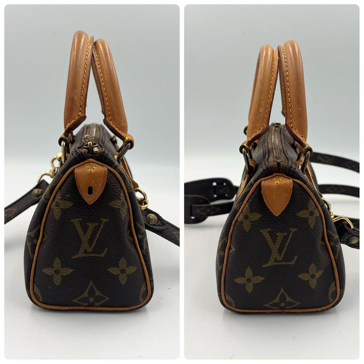 Louis Vuitton Nano Speedy Monogram Canvas With Strap (Preloved)