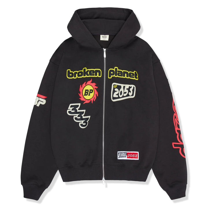 Broken Planet Zip Up Hoodie Performance Soot Black