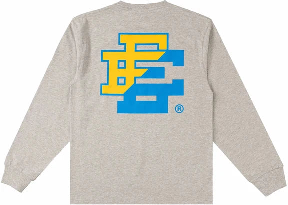 Eric Emanuel Long Sleeve T Shirt Grey Yellow Blue Split