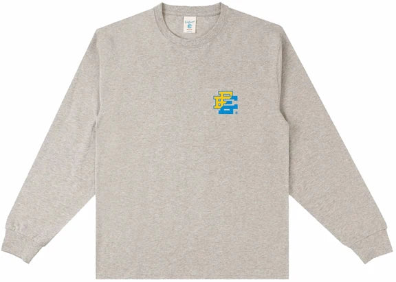 Eric Emanuel Long Sleeve T Shirt Grey Yellow Blue Split