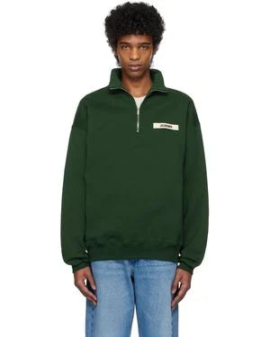 Jacquemus Quarter Zip Gros Grain Green