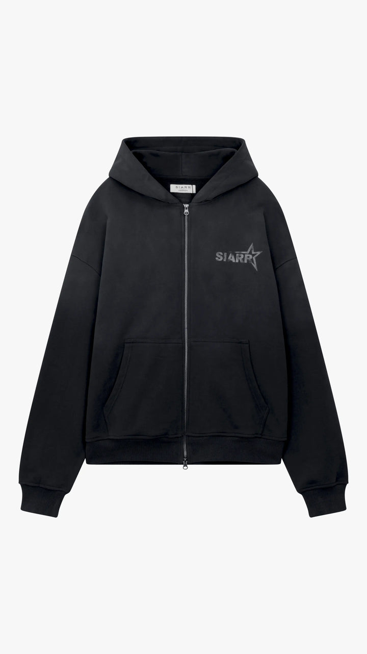 SIARR Sun Fade Zip Up Hoodie Black