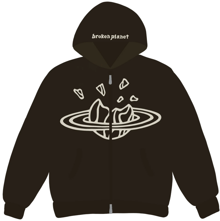 Broken Planet Market Dark Brown Zip Up Hoodie