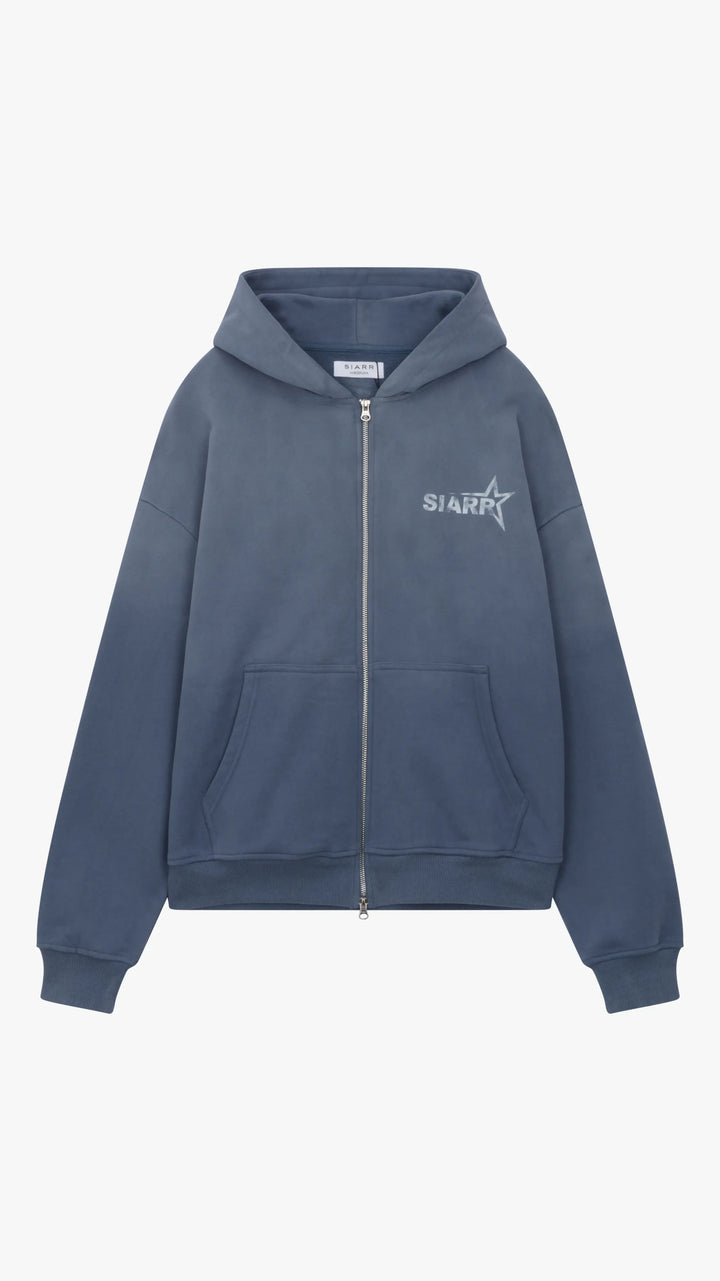 SIARR Sun Fade Zip Up Hoodie Blue