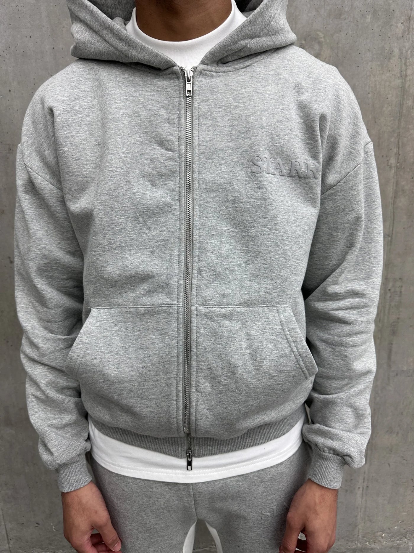 SIARR Zip Hoodie Light Grey