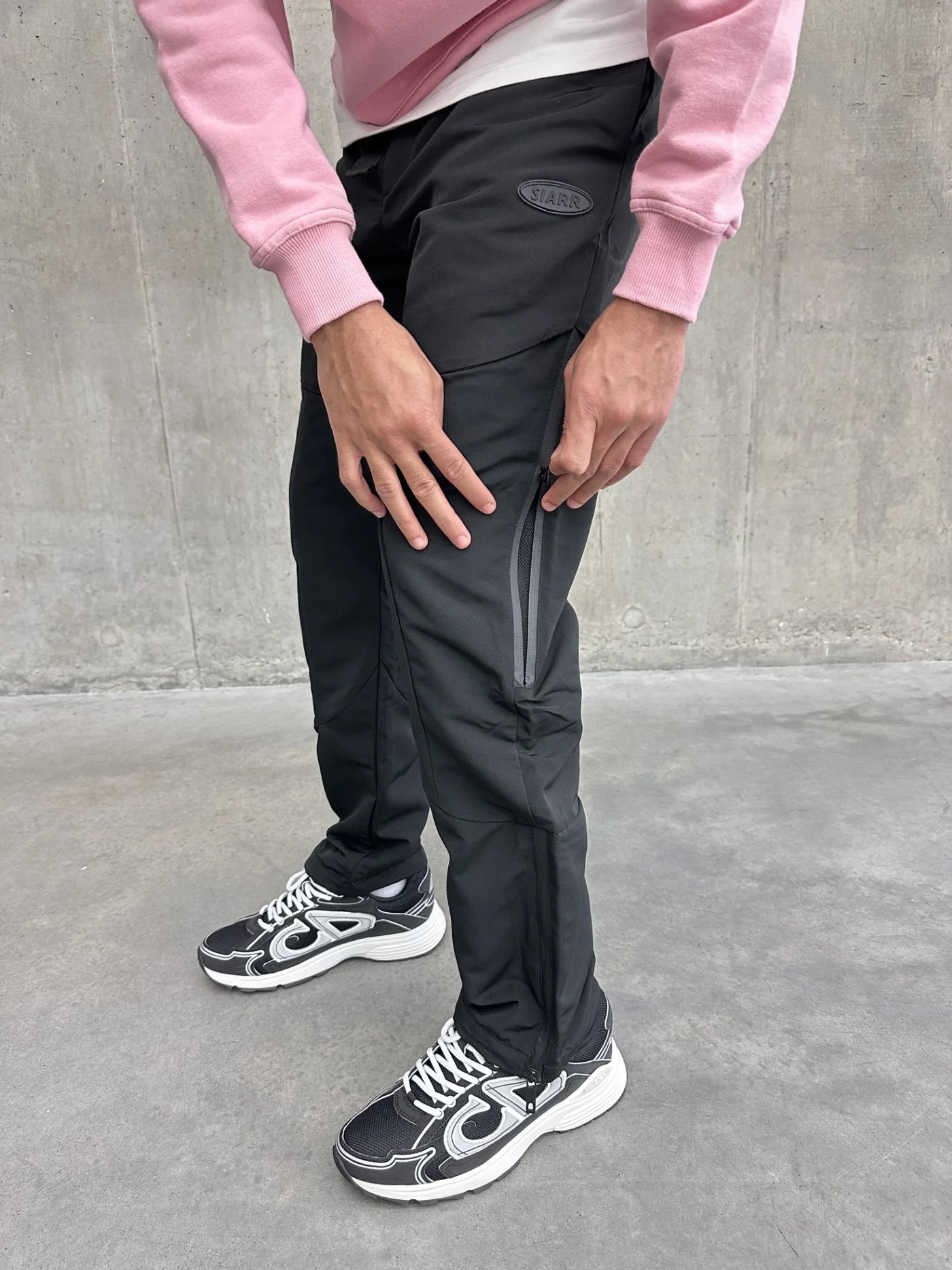 SIARR Belted Cargo Pants Black